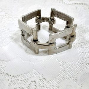 Vintage LAMBERT Chunky Silver Tone Bracelet Signed Boho Statement Whimsygoth